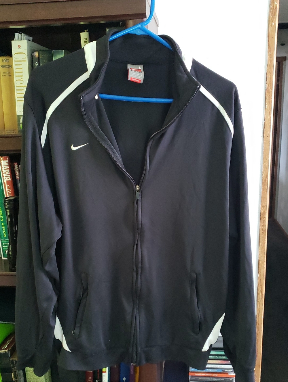 Nike Men’s Black Track Jacket with White Accents